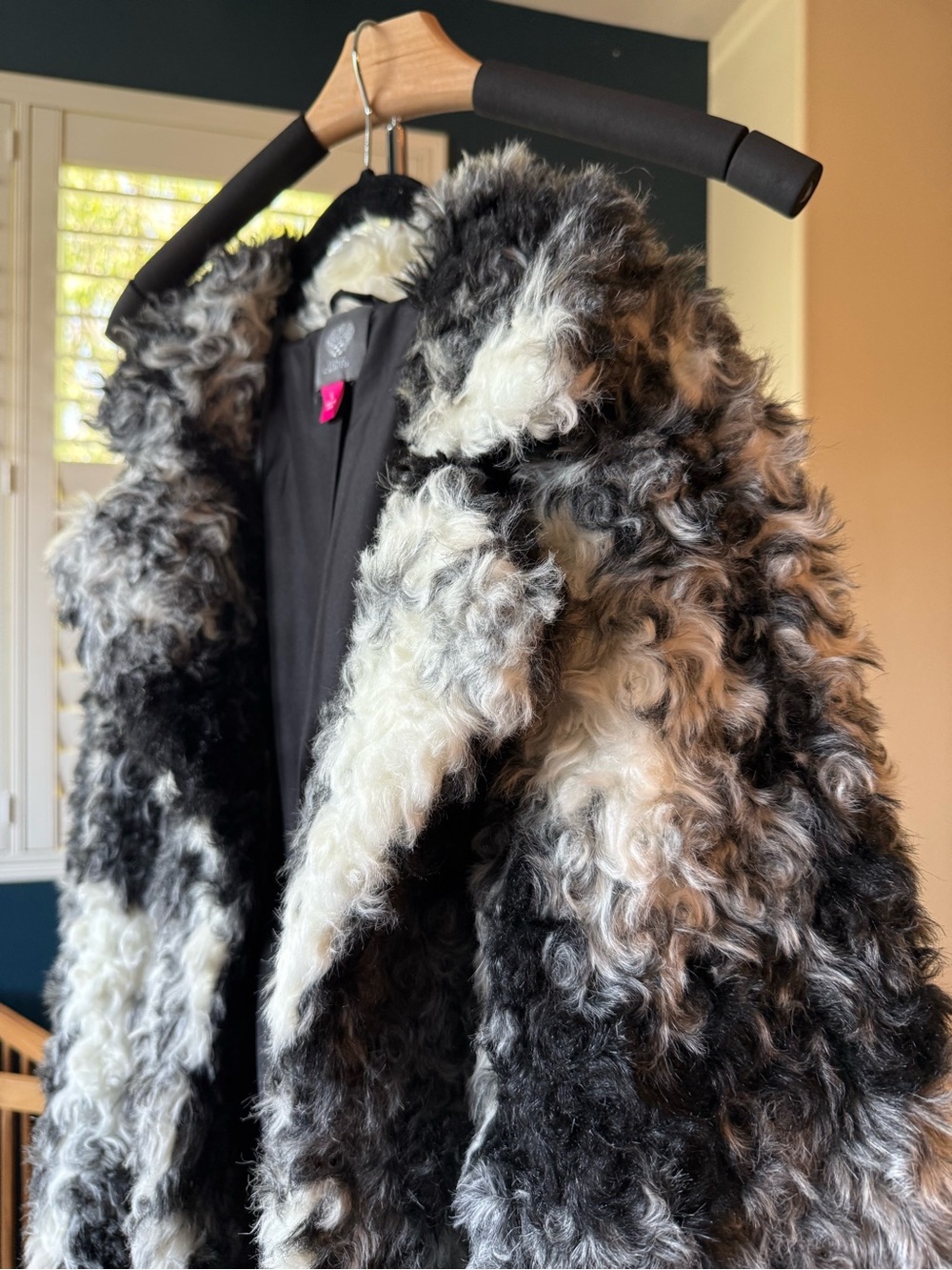 Vince Camuto Black & White Faux Fur Coat